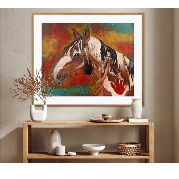 Native American Paint Horse Art Print Oil Painting Western Ranch Cowboy Decor - Picture 2 of 10
